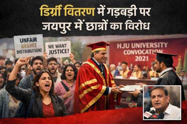 HJU University Convocation Controversy: डिग्री वितरण में गड़बड़ी पर जयपुर में छात्रों का विरोध, वायरल हुआ बयान