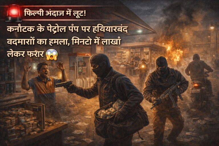 फिल्मी अंदाज में लूट! कर्नाटक के पेट्रोल पंप पर हथियारबंद बदमाशों का हमला, मिनटों में लाखों लेकर फरार- Full report