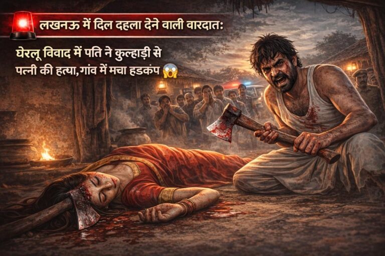 लखनऊ में दिल दहला देने वाली वारदात: घरेलू विवाद में पति ने कुल्हाड़ी से पत्नी की हत्या, गांव में मचा हड़कंप
