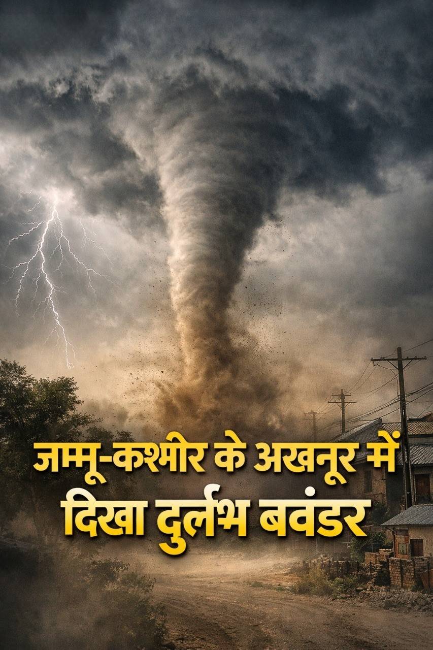 जम्मू-कश्मीर के अखनूर में दिखा बवंडर जैसा दुर्लभ दृश्य: अचानक बदले मौसम ने चौंकाया