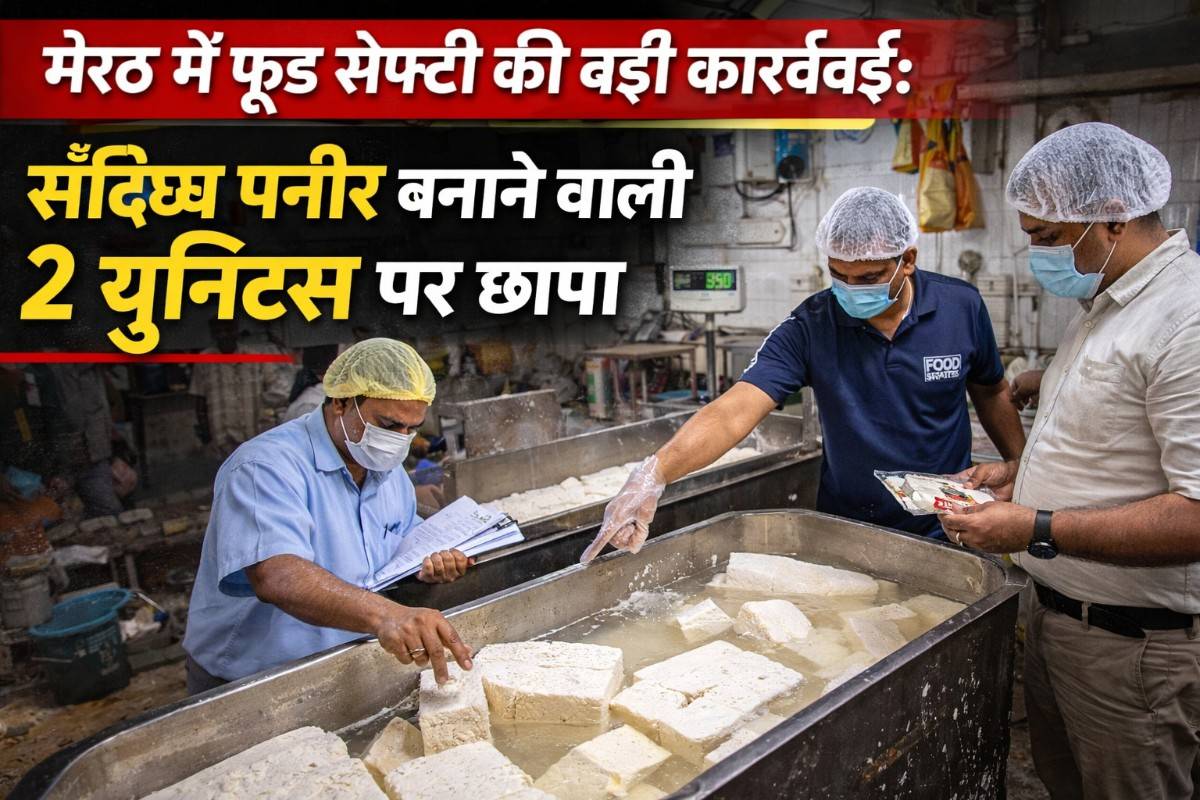 मेरठ में फूड सेफ्टी की बड़ी कार्रवाई: संदिग्ध पनीर बनाने वाली 2 यूनिट्स पर छापा