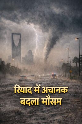 रियाद में अचानक बदला मौसम, भारी बारिश और तूफान ने सबको चौंकाया