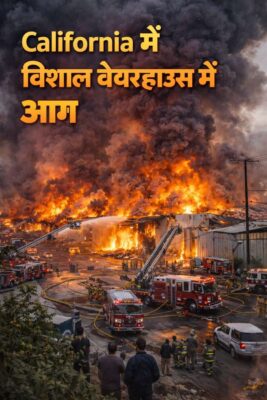 Ontario (California) में विशाल वेयरहाउस में आग: 1.2 मिलियन स्क्वायर फुट क्षेत्र प्रभावित, जांच जारी