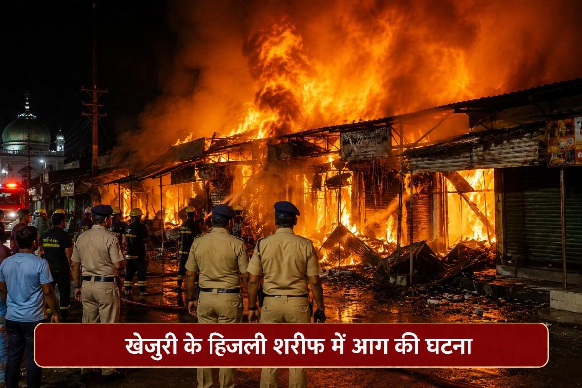 खेजुरी के हिजली शरीफ में दुकानों में आग लगने की घटना, पुलिस जांच में जुटी
